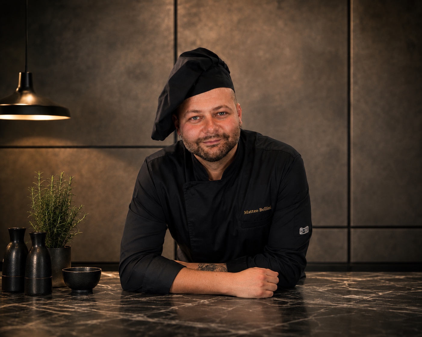 Matteo Bellini in divisa da chef
